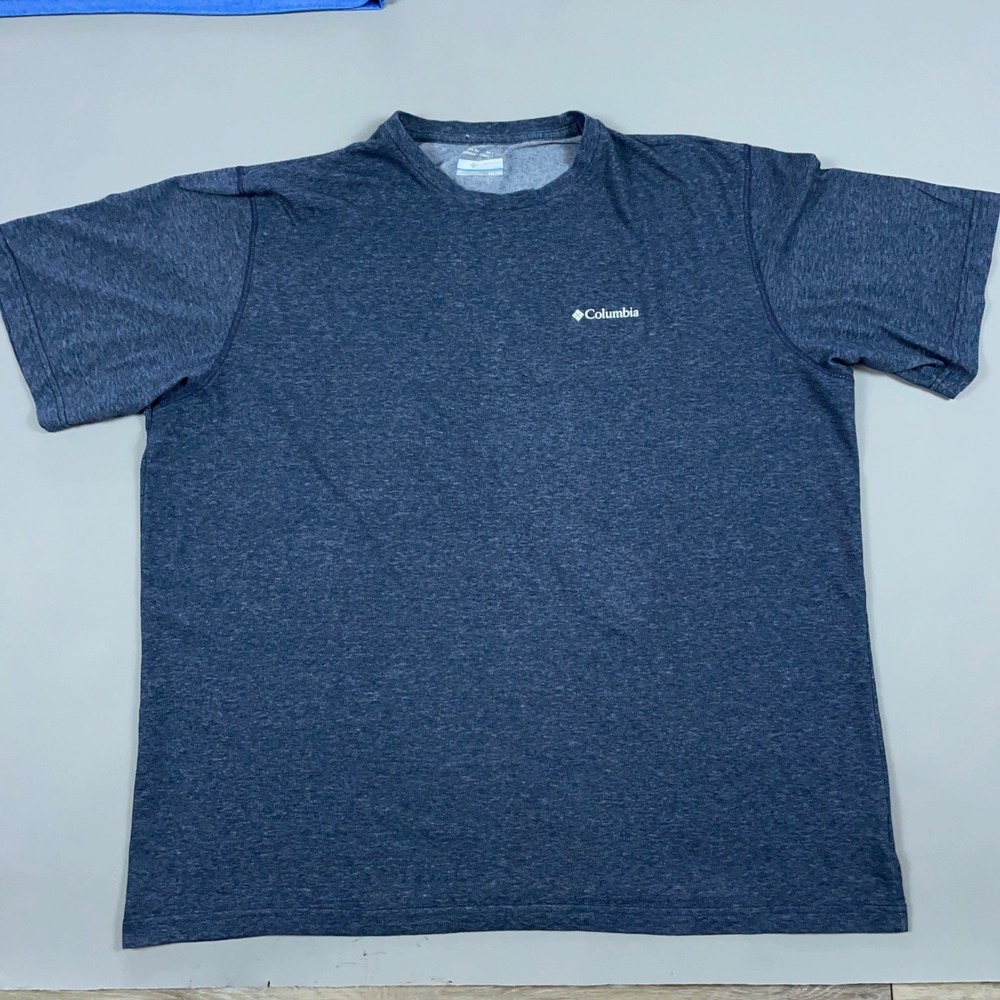 Columbia Omni-Wick Mens T-Shirt Navy Blue Heathered Short Sleeve XXL AM6211